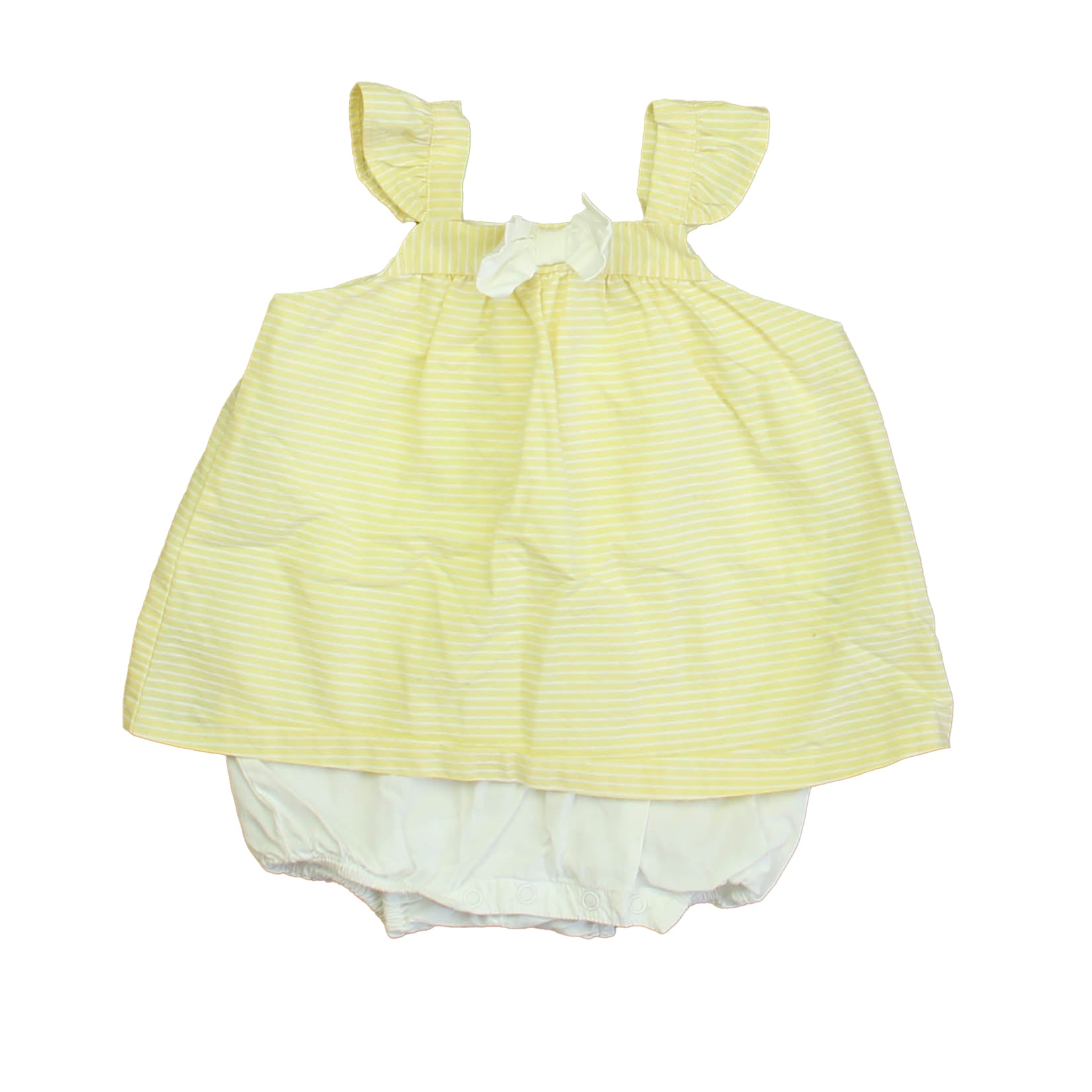 Janie and Jack Girls Yellow | White Romper Size: 6-12 Months Yellow | White