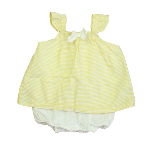 Janie and Jack Girls Yellow | White Romper Size: 6-12 Months Yellow | White