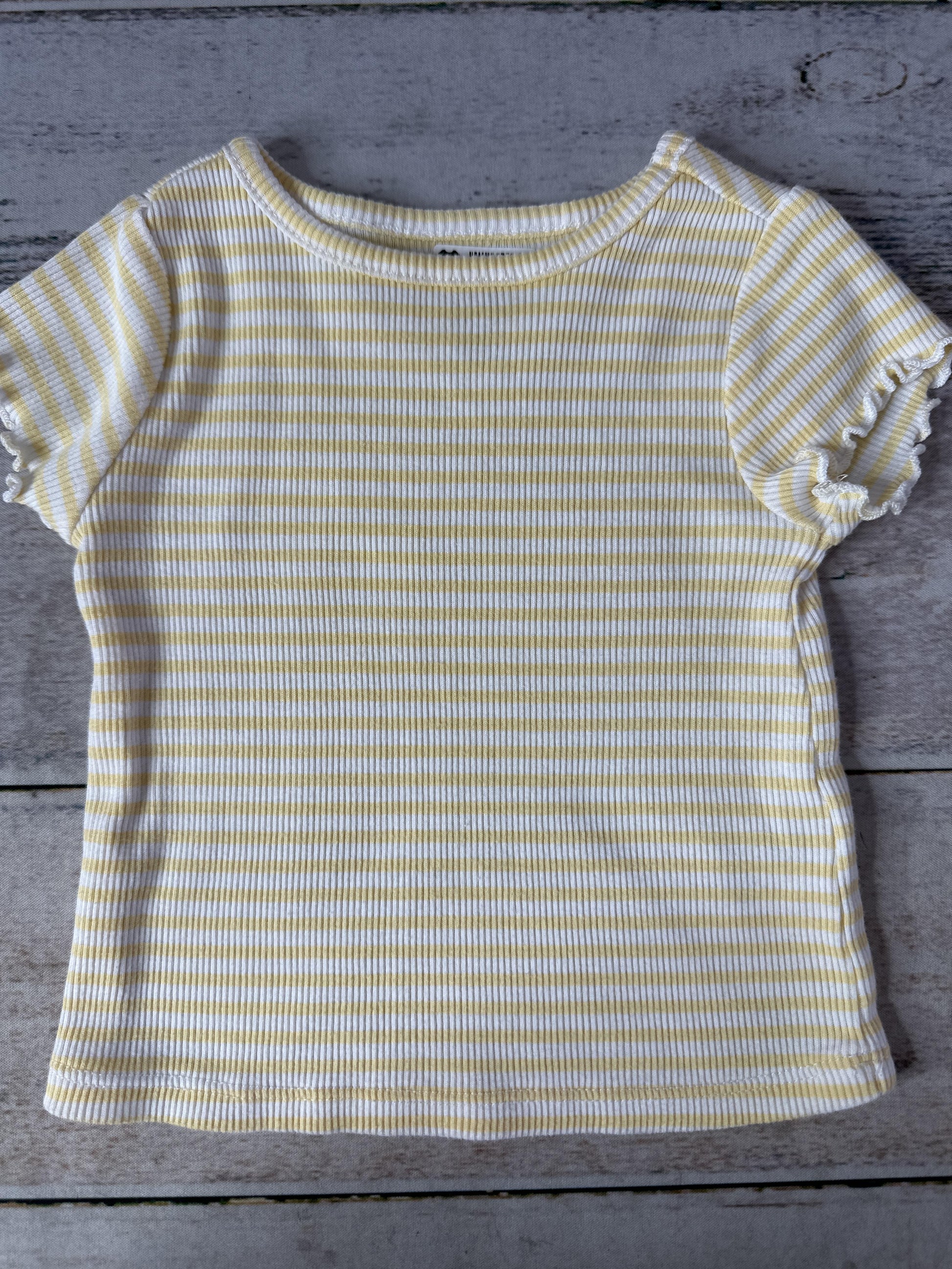 WonderNation Unisex Yellow | White T-Shirt Size: 12 months Yellow | White