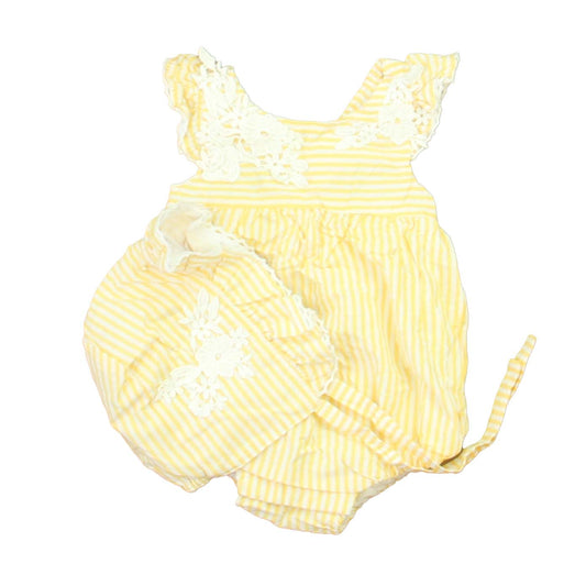 Tahari Girls Yellow | White Romper Size: 3-6 Months