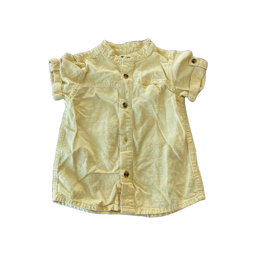 ZY Boys Yellow Button Down Short Sleeve Size: 12-18 months Yellow
