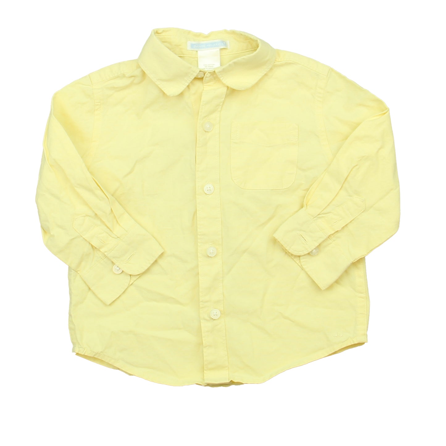 Janie and Jack Boys Yellow Button Down Long Sleeve Size: 12-18 Months Yellow