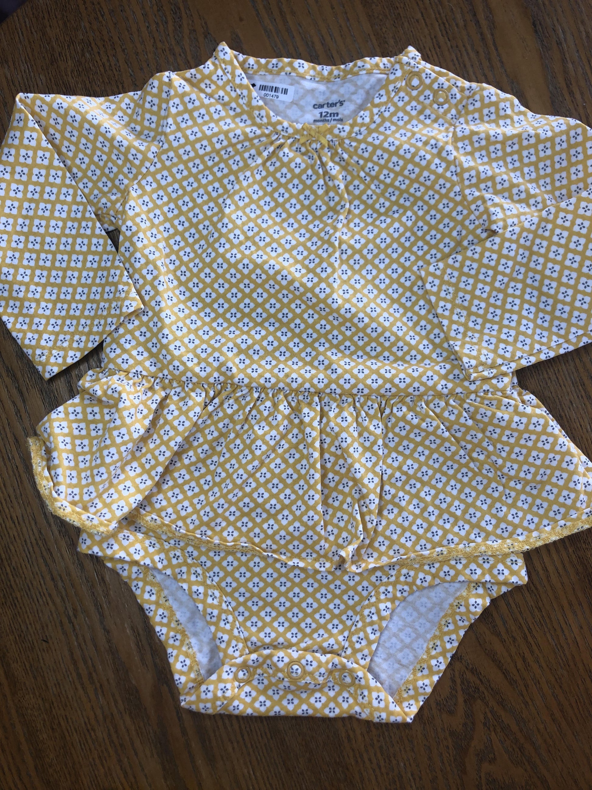 Carters Girls Yellow Onesie Size: 12 months Yellow