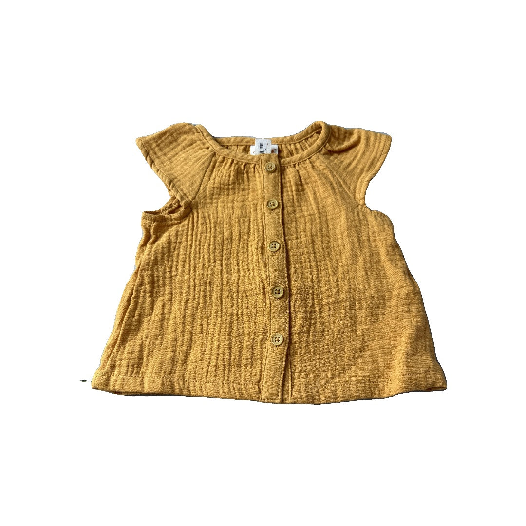 Cat & Jack Girls Yellow T-Shirt Size: 6-9 months Yellow