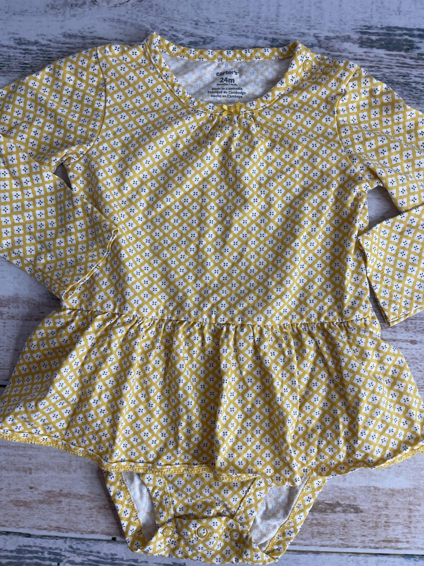 Carters Girls Yellow Onesie Size: 24 months Yellow