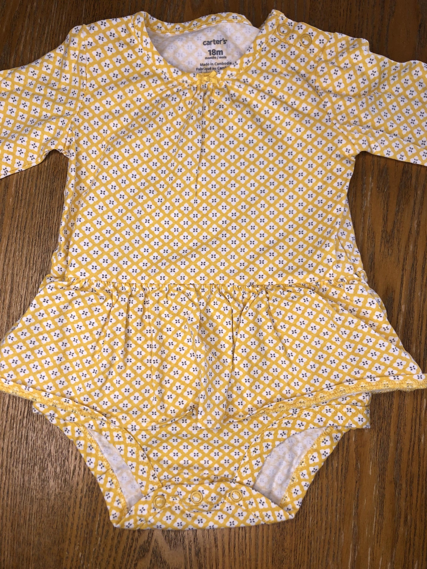 Carters Girls Yellow Onesie Size: 18 months Yellow