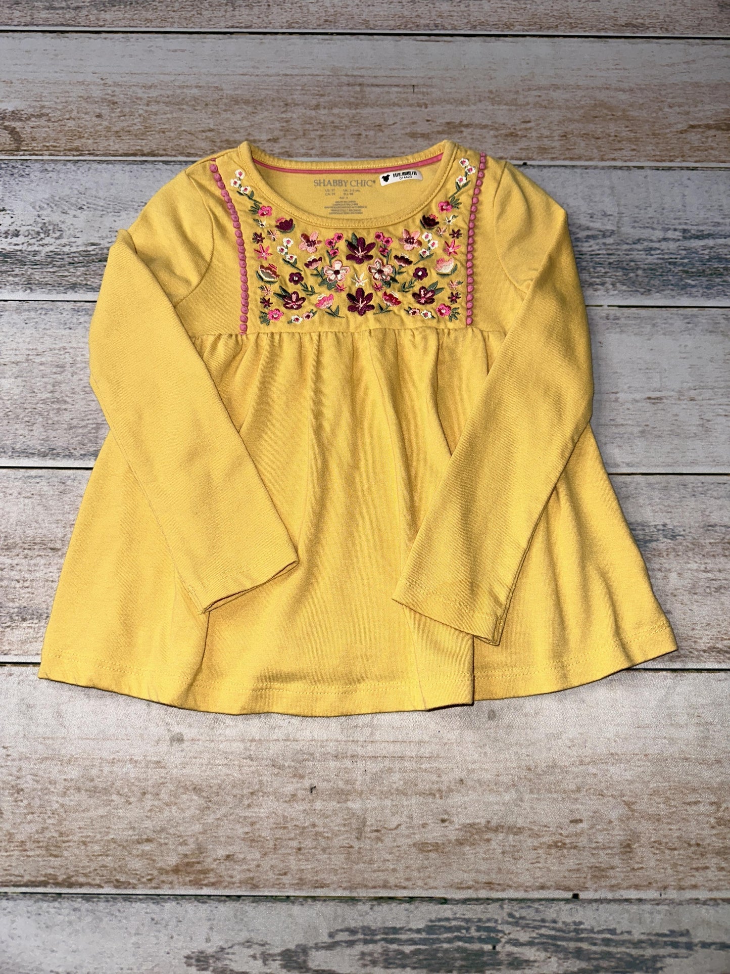 Shabby Chic Girls Yellow Long Sleeve Shirt Size: 3T Yellow