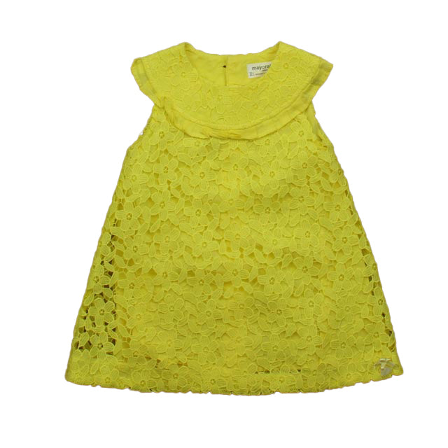 Mayoral Girls Yellow Dress Size: 12 Months Yellow