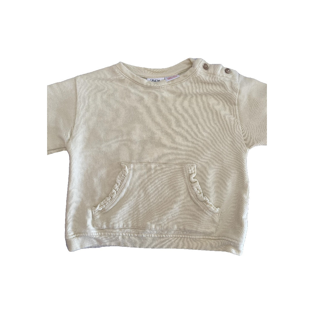 Zara Girls Yellow Sweatshirt Size: 9-12 Months Yellow